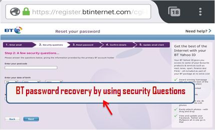 reset bt password using security question