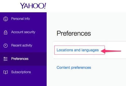 yahoo languages and locations